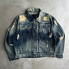 Damaged overdyed loose denim jacket
