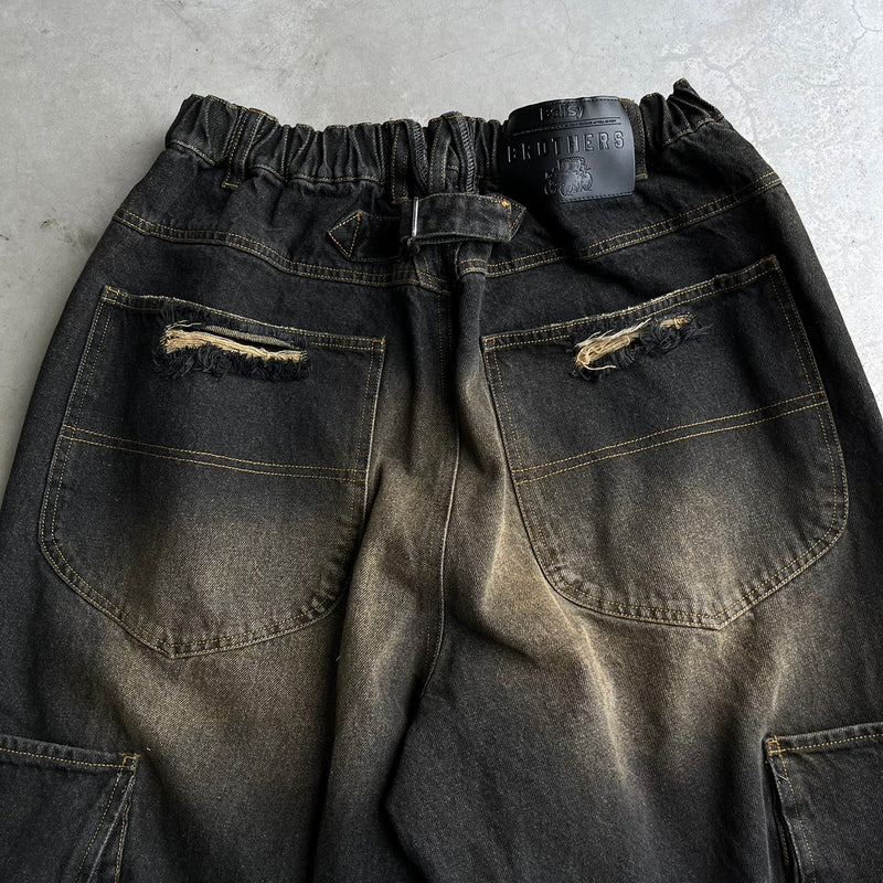 Damaged overdyed loose denim pants(発送予定：2023年10月上旬) – YZ