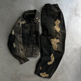 Damaged overdyed loose denim jacket – YZ