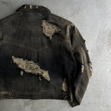 Damaged overdyed loose denim jacket