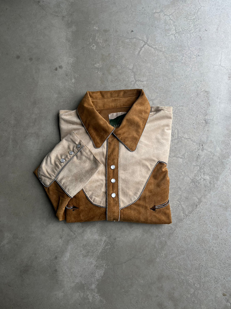 western peach skin shirt jacket