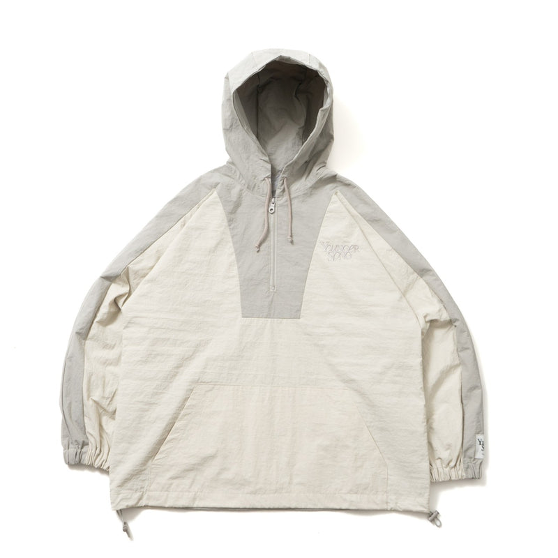 switching nylon half zip hoodie