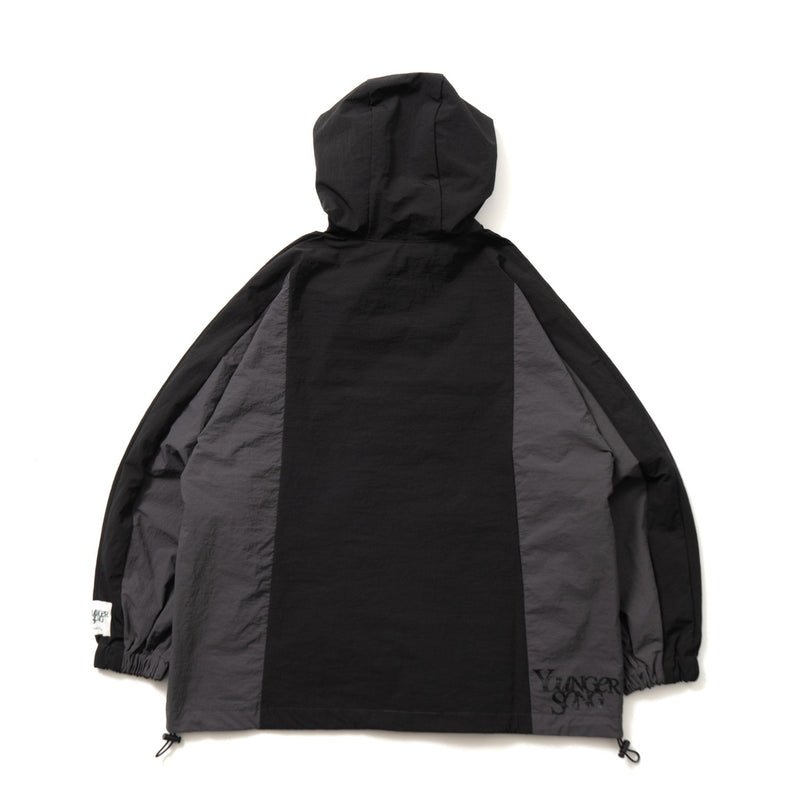 switching nylon half zip hoodie