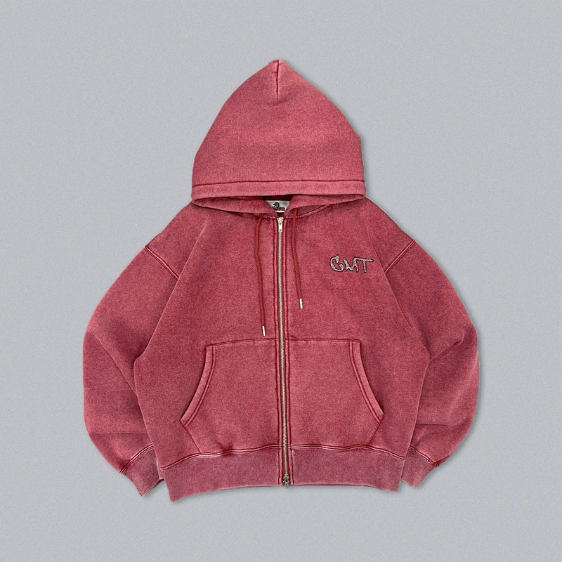 CMT ruler rhinestone zip hoodie 