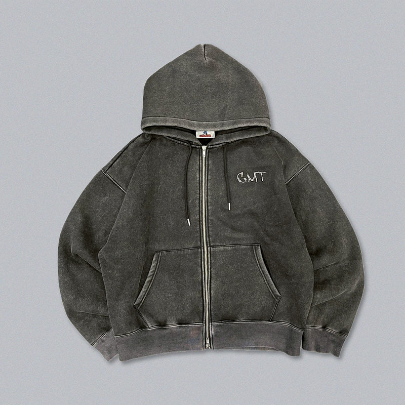 CMT ruler rhinestone zip hoodie 