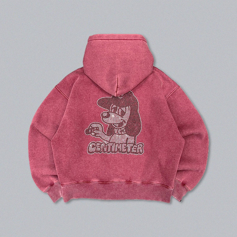 CMT ruler rhinestone zip hoodie 