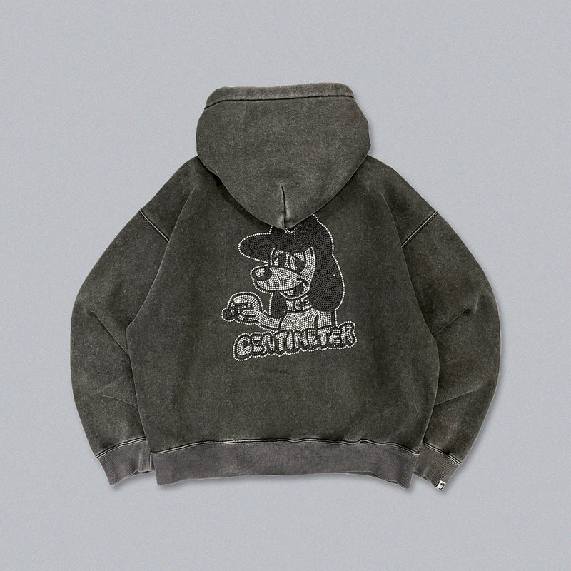 CMT ruler rhinestone zip hoodie 