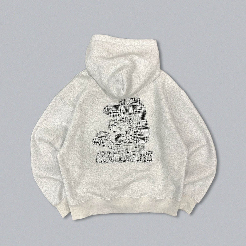 CMT ruler rhinestone zip hoodie 