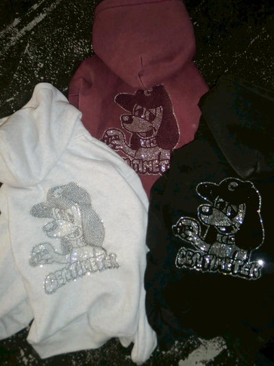 CMT ruler rhinestone zip hoodie 