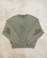 心形印花圆领卫衣 