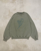 心形印花圆领卫衣 