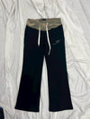 Contrast Rib Waist Straight Pants