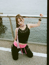 Contrast Rib Waist Straight Pants