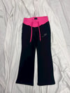 Contrast Rib Waist Straight Pants