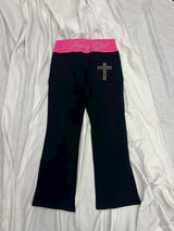 Contrast Rib Waist Straight Pants