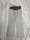 Contrast Rib Waist Straight Pants