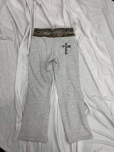 Contrast Rib Waist Straight Pants