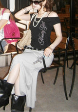 Ninety Girl Cross Stud Long Skirt