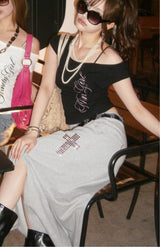 Ninety Girl Cross Stud Long Skirt