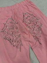 Ninety Girl Sequined Feather Logo Sweat pants