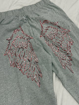 Ninety Girl Sequined Feather Logo Sweat pants