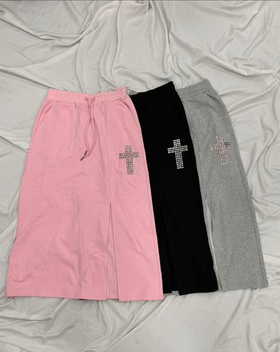 Ninety Girl Cross Stud Long Skirt