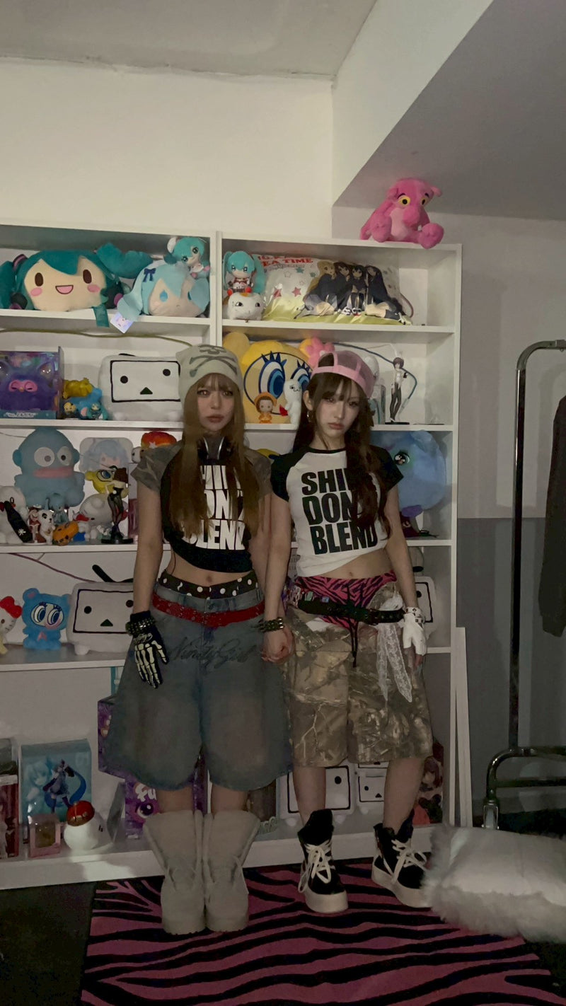 パンツ 9090 Ninety Girl Logo Buggy Jorts Ninety Girl Front Logo Buggy Jorts – YZ