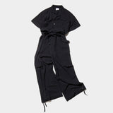 cut off open collar belted h/s jump suit