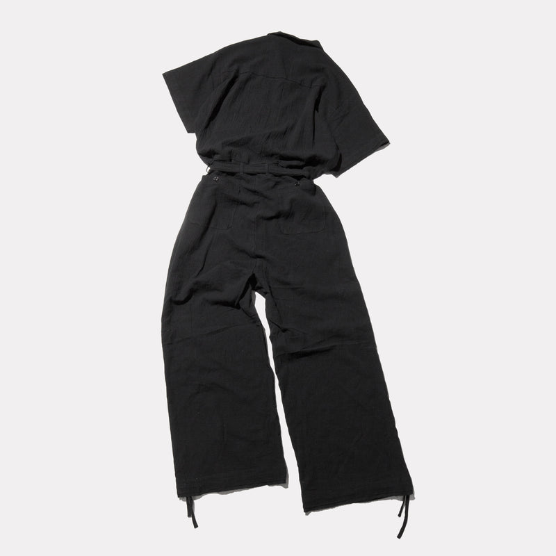 cut off open collar belted h/s jump suit