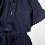 Cut Off Open Collar Belted H/S Jump Suit