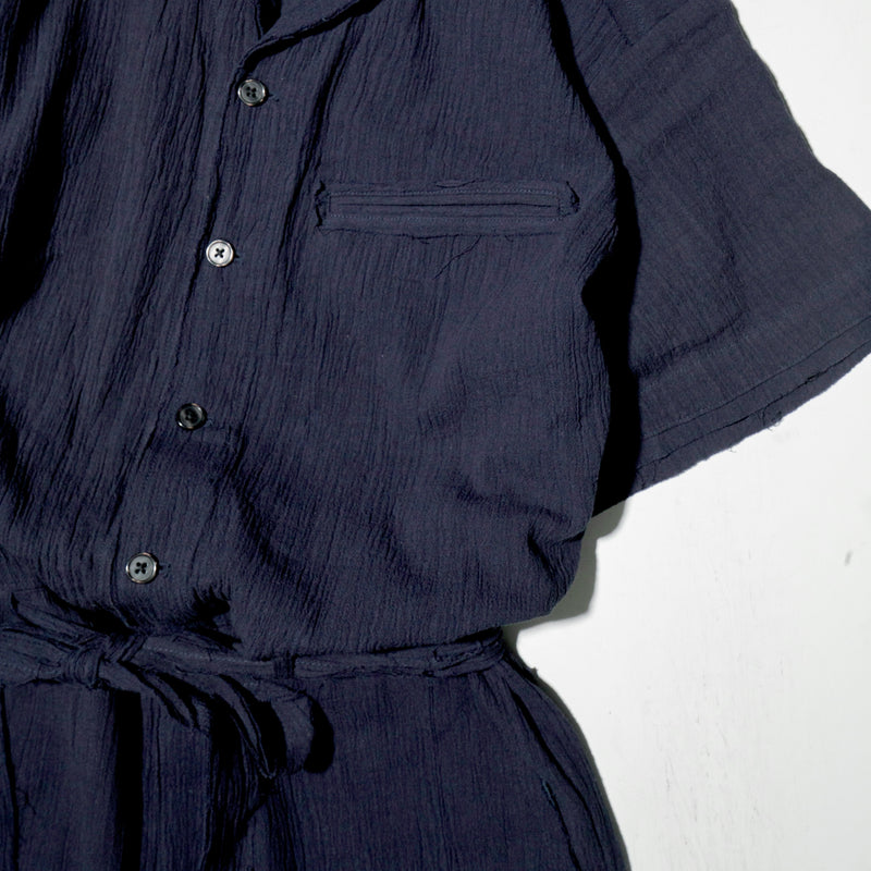 cut off open collar belted h/s jump suit