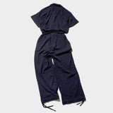 cut off open collar belted h/s jump suit