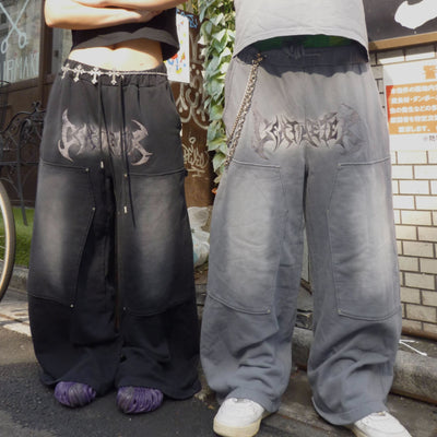 tribal logo double knee sweatpants