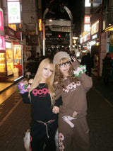 OG 로고 발렌타인 오프숄더 스웨트 