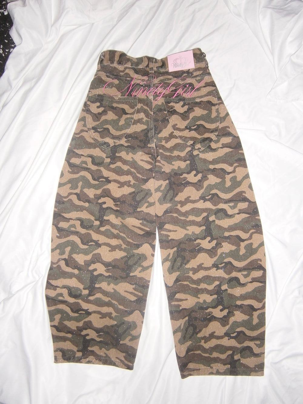 Ninety Girl Logo Glitter Buggy Denim Pants – YZ Ninety Girl Logo Glitter Buggy Denim Pants – YZ