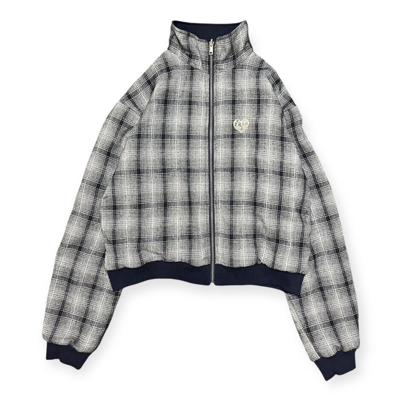 reversible check pattern zip stand