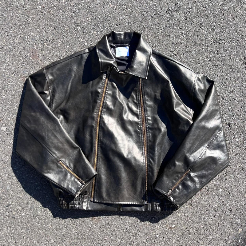 8,400円Multiple Chucks Fake Leather Jacket