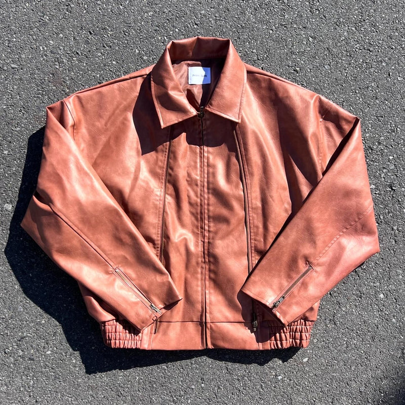 8,400円Multiple Chucks Fake Leather Jacket