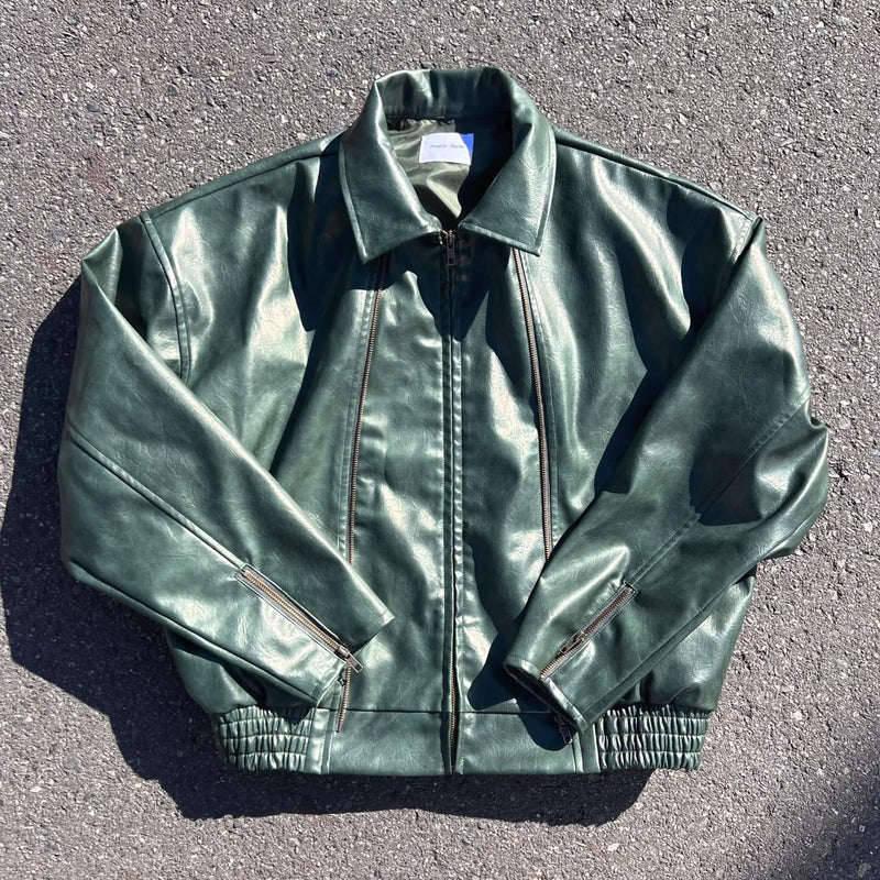 レザーMultiple Chucks Fake Leather Jacket