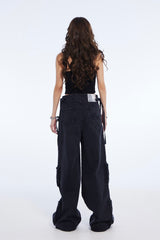 washed denim cargo pants