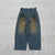 Heisei Logo Wide Tuck Denim Pants