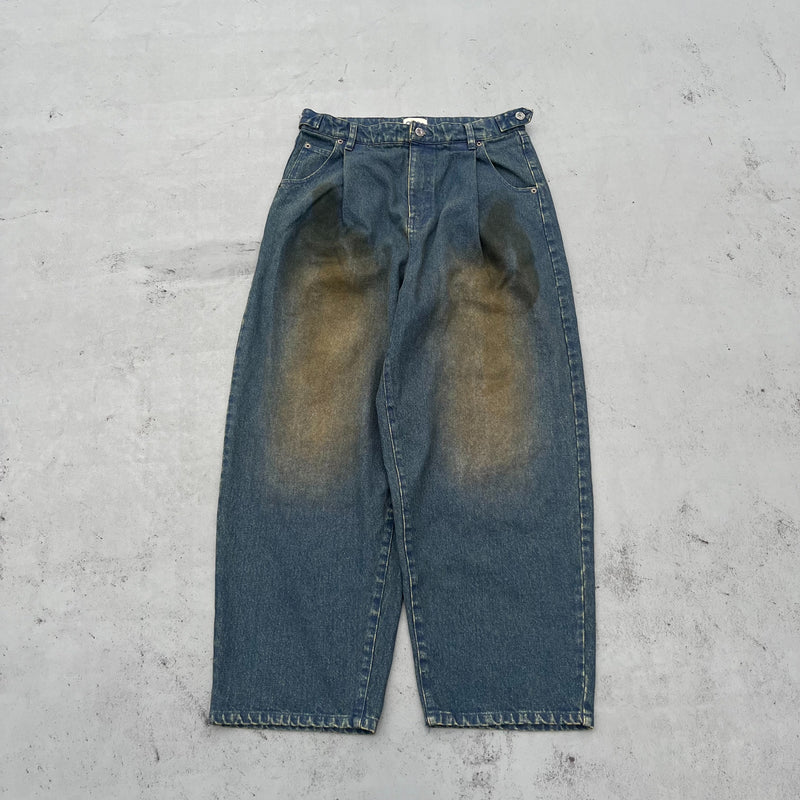 Heisei Logo Wide Tuck Denim Pants