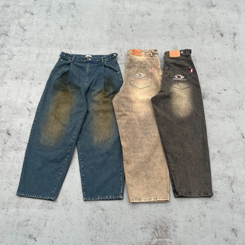 Heisei Logo Wide Tuck Denim Pants