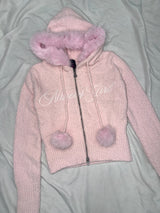 Fur Hooded Zip-Up Knit 