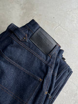 Wide straight rigid denim pants