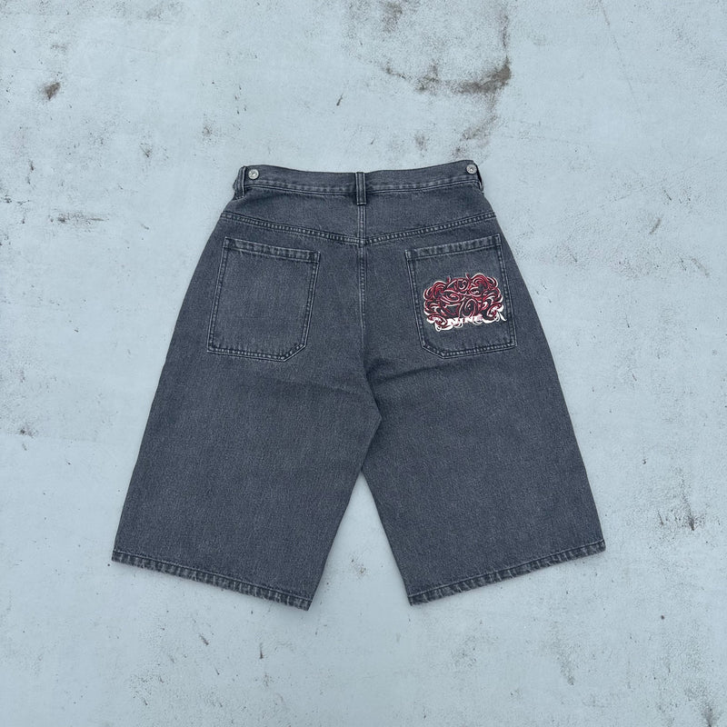 9090 × PIKO Flame Denim Shorts