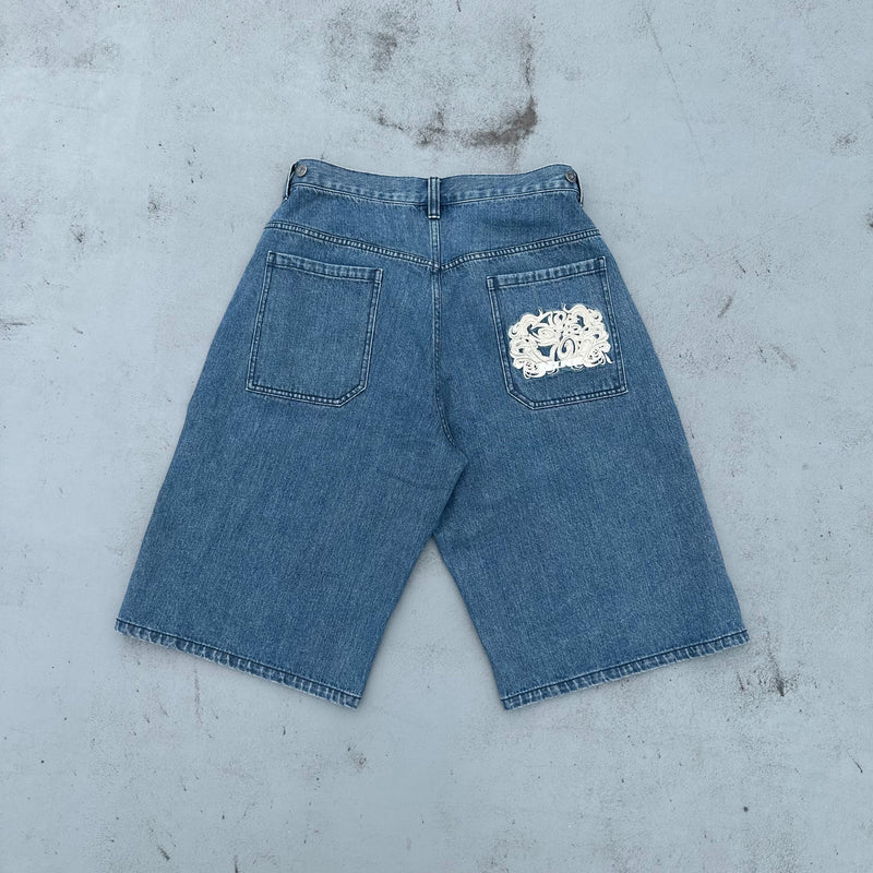 9090 × PIKO Flame Denim Shorts