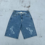 9090 x Piko Flame Denim Shorts