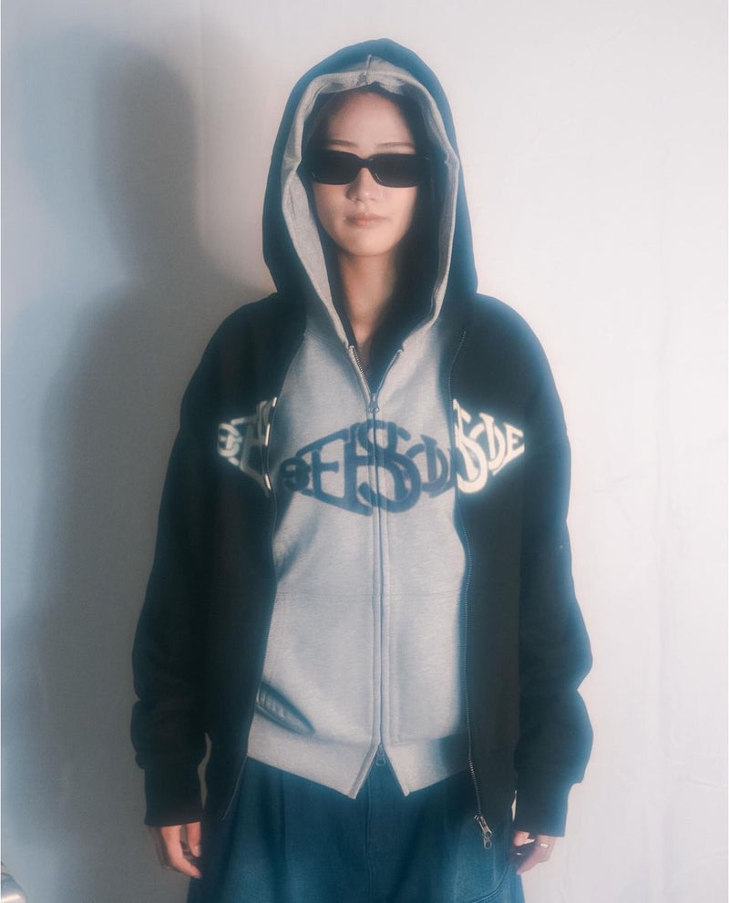 Blur logo zip hoodie