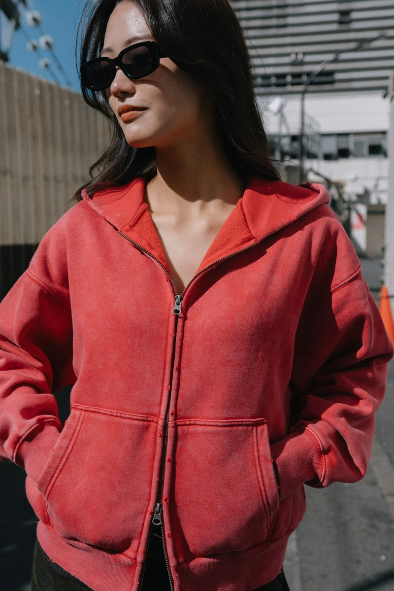 powder fade zip hoodie